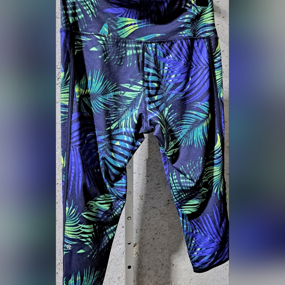 🇯🇲 Sz XL Champion Tropical Print Blue and Green Leggings - Picture 5 of 8
